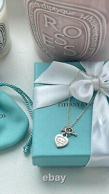 Return to Tiffany Love Blue Enamel Heart Tag Charm Toggle Bracelet