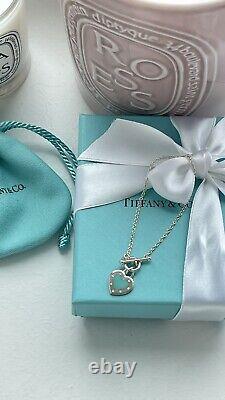 Return to Tiffany Love Blue Enamel Heart Tag Charm Toggle Bracelet