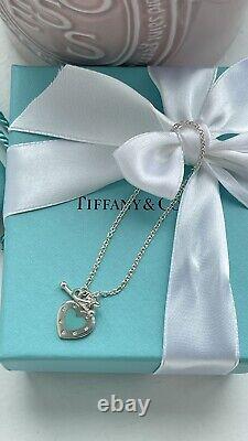 Return to Tiffany Love Blue Enamel Heart Tag Charm Toggle Bracelet