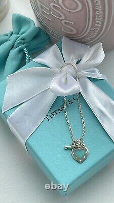 Return to Tiffany Love Blue Enamel Heart Tag Charm Toggle Bracelet