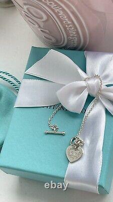 Return to Tiffany Love Blue Enamel Heart Tag Charm Toggle Bracelet