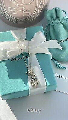 Return to Tiffany Love Blue Enamel Heart Tag Charm Toggle Bracelet NEW