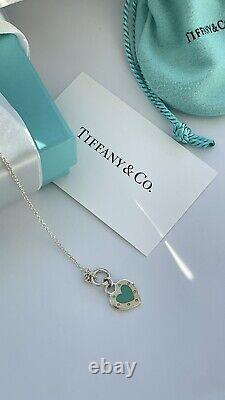 Return to Tiffany Love Blue Enamel Heart Tag Charm Toggle Bracelet NEW