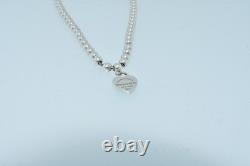 Return to Tiffany Mini Blue Enamel Heart Tag Bead Bracelet in Silver 7.5