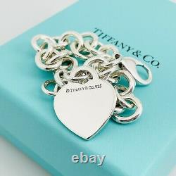 Return to Tiffany Pink Enamel Color Splash Heart Tag Charm Bracelet Blue Box