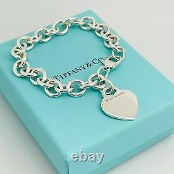 Return to Tiffany Pink Enamel Color Splash Heart Tag Charm Bracelet Blue Box