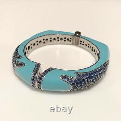 Rina Limor Blue Sapphire & Turquoise Enamel Bracelet Sterling Silver 11.54ctw