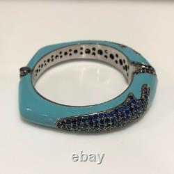 Rina Limor Blue Sapphire & Turquoise Enamel Bracelet Sterling Silver 11.54ctw
