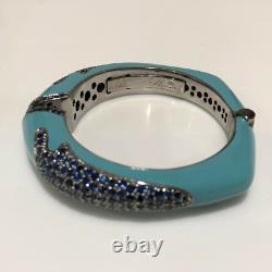 Rina Limor Blue Sapphire & Turquoise Enamel Bracelet Sterling Silver 11.54ctw