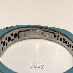 Rina Limor Blue Sapphire & Turquoise Enamel Bracelet Sterling Silver 11.54ctw