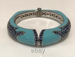 Rina Limor Blue Sapphire & Turquoise Enamel Bracelet Sterling Silver 11.54ctw