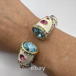 Ross-Simmons Enamel Rhinestone Necklace Earrings Ring Clamper Bracelet