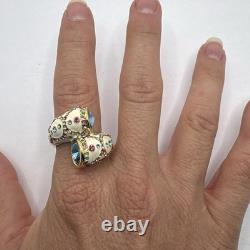 Ross-Simmons Enamel Rhinestone Necklace Earrings Ring Clamper Bracelet