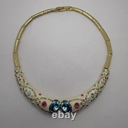 Ross-Simmons Enamel Rhinestone Necklace Earrings Ring Clamper Bracelet