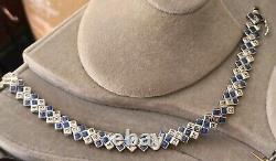 Ross Simons Sterling Silver Blue Enamel Cz Tennis Bracelet