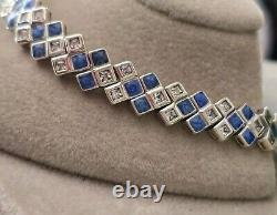 Ross Simons Sterling Silver Blue Enamel Cz Tennis Bracelet