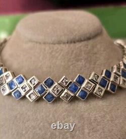 Ross Simons Sterling Silver Blue Enamel Cz Tennis Bracelet