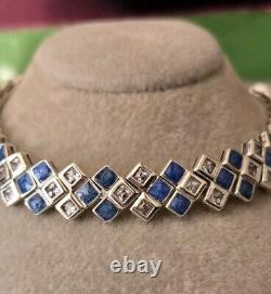 Ross Simons Sterling Silver Blue Enamel Cz Tennis Bracelet