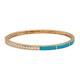 Round Cut Diamond & Blue Enamel Bangle Bracelet 18k Yellow Gold 0.73cttw