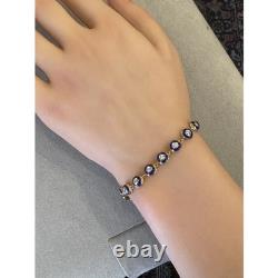 Round Diamond and Blue Enamel Line Bracelet in 10K Yellow Gold Over 7.25 Women Round Diamond and Blue Enamel Line Bracelet in 10K Yellow Gold Over 7.25 Women