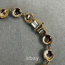 Round Diamond and Enamel Line Bracelet in White and Yellow Gold HM2625SV