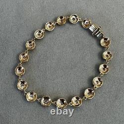 Round Diamond and Enamel Line Bracelet in White and Yellow Gold HM2625SV