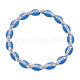Round H/si Pave Diamond Cowry Charm Bracelet Blue Enamel 10k White Gold 1.90ct
