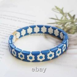 Roxanne Assoulin Bracelet Cornflower Bracelet Blue & White Flower Enamel Stretch