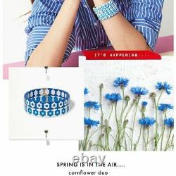 Roxanne Assoulin Bracelet Cornflower Bracelet Blue & White Flower Enamel Stretch