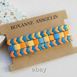 Roxanne Assoulin Bracelet Set of 3 Chevron Check Enamel Stretch Bracelet