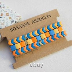 Roxanne Assoulin Bracelet Set of 3 Chevron Check Enamel Stretch Bracelet