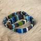 Roxanne Assoulin Enamel Tile Stretch Bracelet Set Of 2 Navy Blue Chevron Gold