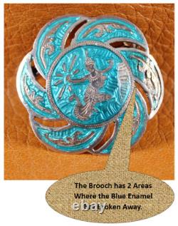 SIAM Nielloware Blue Enamel Bracelet Brooch Earrings Set of 3 Sterling Silver