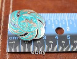 SIAM Nielloware Blue Enamel Bracelet Brooch Earrings Set of 3 Sterling Silver