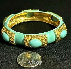 SUPERB Aqua Blue Enameled Gold Tone Metal Accented Original by Robert Bracelet