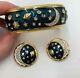 Swarovski Celestial Stars Moon Planet Blue Gold Enamel Bracelet Earrings Set