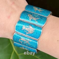 Sena Blue Enamel Link Sterling Silver Bracelet