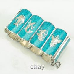 Sena Blue Enamel Link Sterling Silver Bracelet