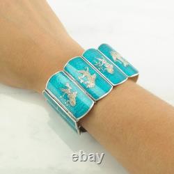Sena Blue Enamel Link Sterling Silver Bracelet