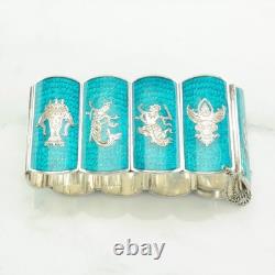 Sena Blue Enamel Link Sterling Silver Bracelet