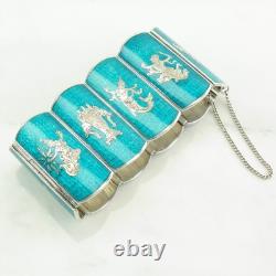 Sena Blue Enamel Link Sterling Silver Bracelet