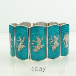 Sena Blue Enamel Link Sterling Silver Bracelet