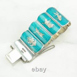 Sena Blue Enamel Link Sterling Silver Bracelet