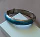 Siam Guilloche Enamel Bangle Bracelet Blue Vintage Sterling Silver