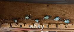 Siam Silver Blue Enamel Bell/Heart Charm 7.25 Bracelet 12.8g