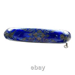 Siam Vintage Cobalt Blue Enamel Bangle Sterling 925 Silver 8.5 Long, 18.45 g