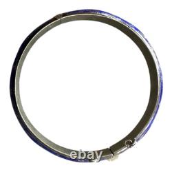 Siam Vintage Cobalt Blue Enamel Bangle Sterling 925 Silver 8.5 Long, 18.45 g
