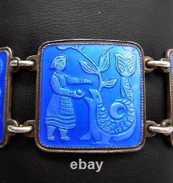 Signed 925SS Guilloche David Andersen Norway Prince Lindworm Fairy Tale Bracelet