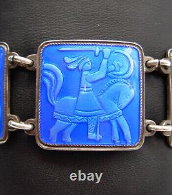 Signed 925SS Guilloche David Andersen Norway Prince Lindworm Fairy Tale Bracelet