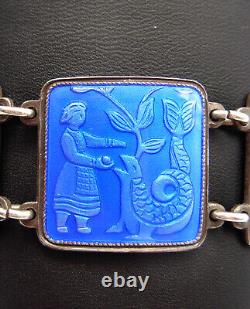 Signed 925SS Guilloche David Andersen Norway Prince Lindworm Fairy Tale Bracelet